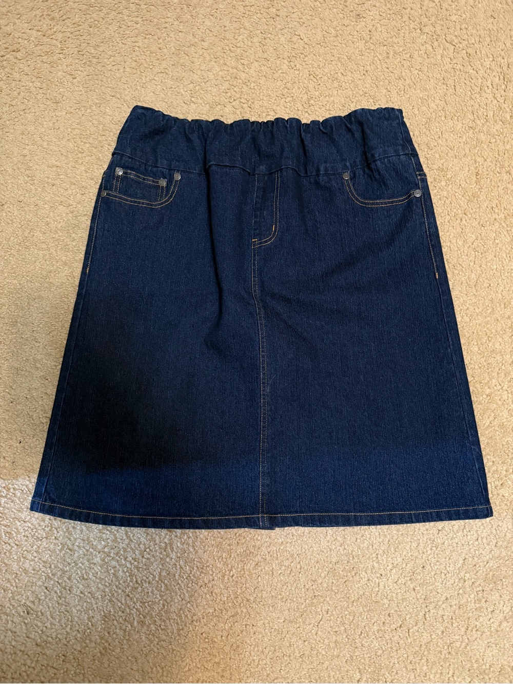 Chadwicks Navy Blue Denim Skirt with Contrast Stitching